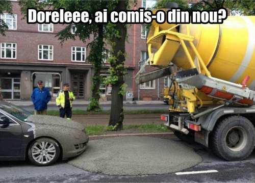 Dorel lucreaza pe betoniera