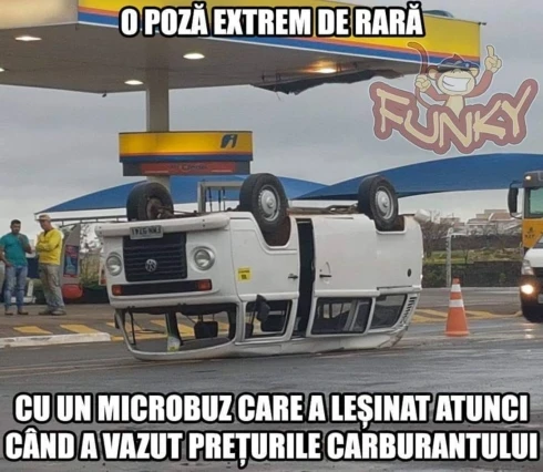 ce a patit un microbuz cand a vazut preturile la benzina