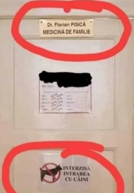 ce anunt e pe usa unui doctor