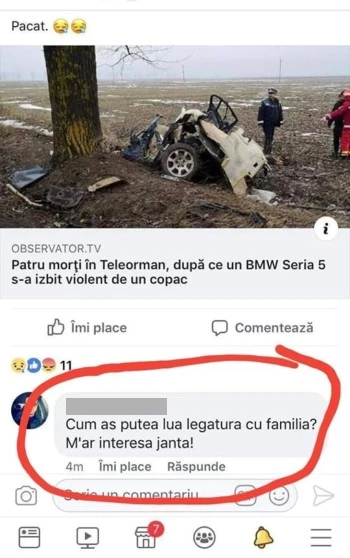 comentariu sinistru pe facebook