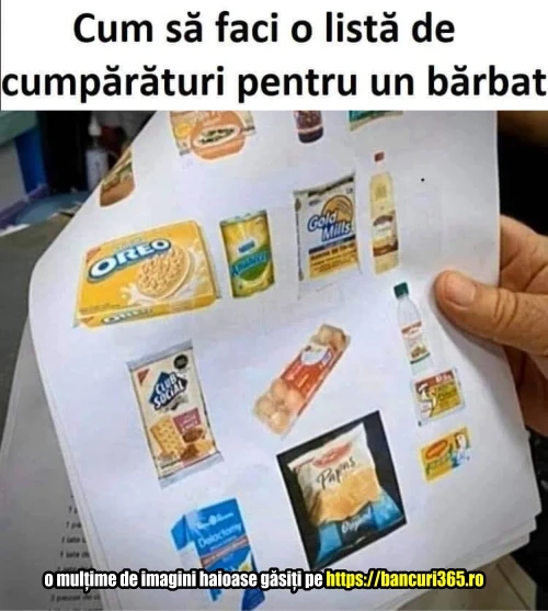 Cum arată lista de cumpărături făcută de o femeie pentru bărbatul ei