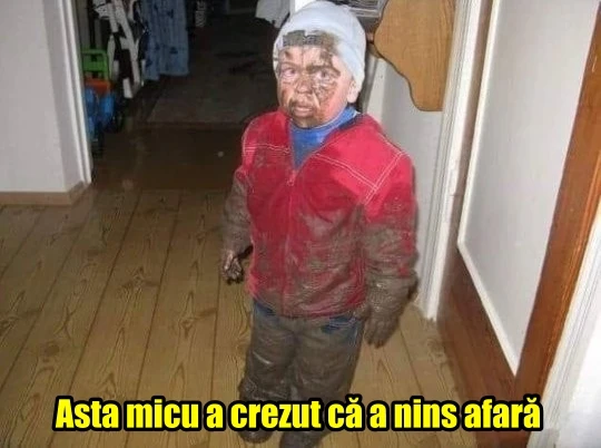 cum arata un copil care sa jucat in noroi bancuri