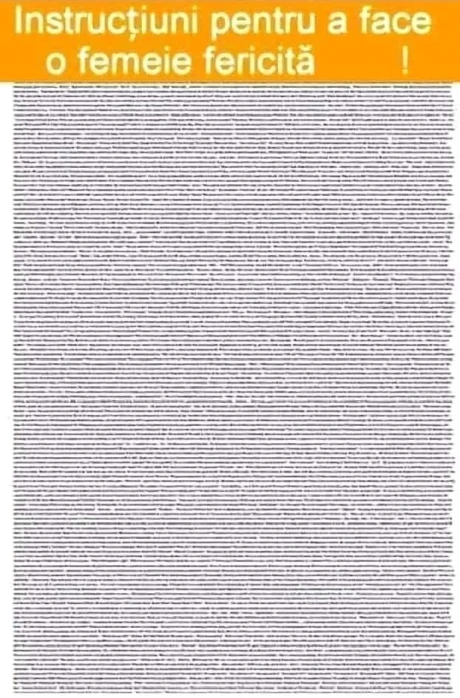 instructiuni pentru a face o femeie fericita gluma zilei