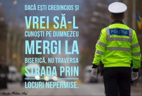 reclama politiei pentru trecerea strazii