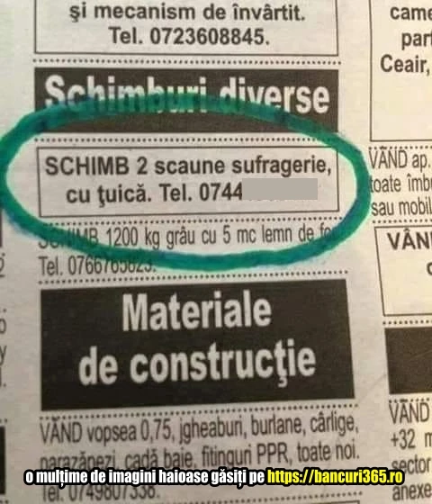 un anunt din ziar despre un schimb ciudat