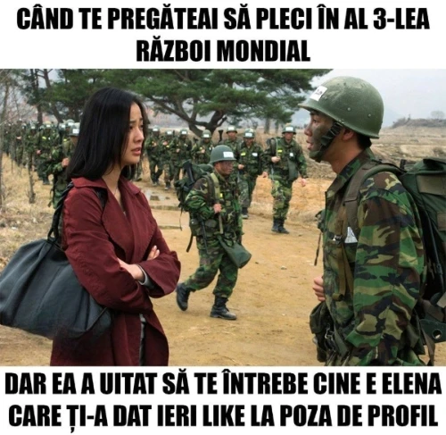 un barbat este stresat de sotie cand pleaca in armata
